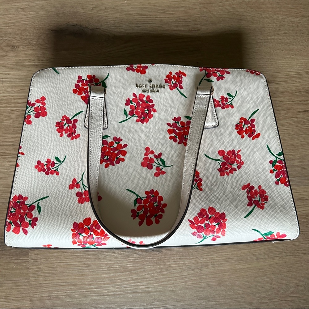 Kate Spade Perry Floral Medium Satchel - Fresh Peach